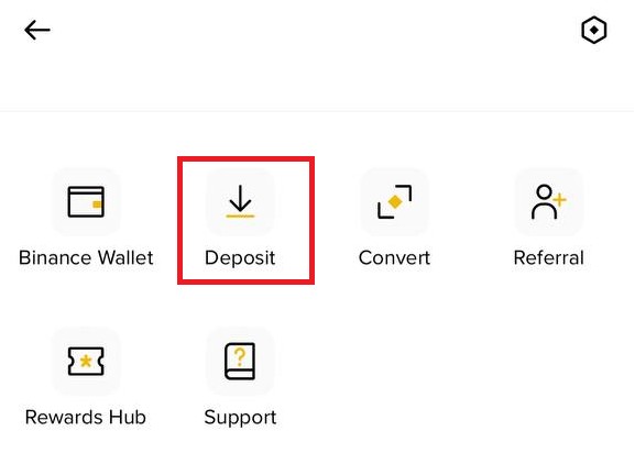 "Deposit" в мобильном приложении Binance
