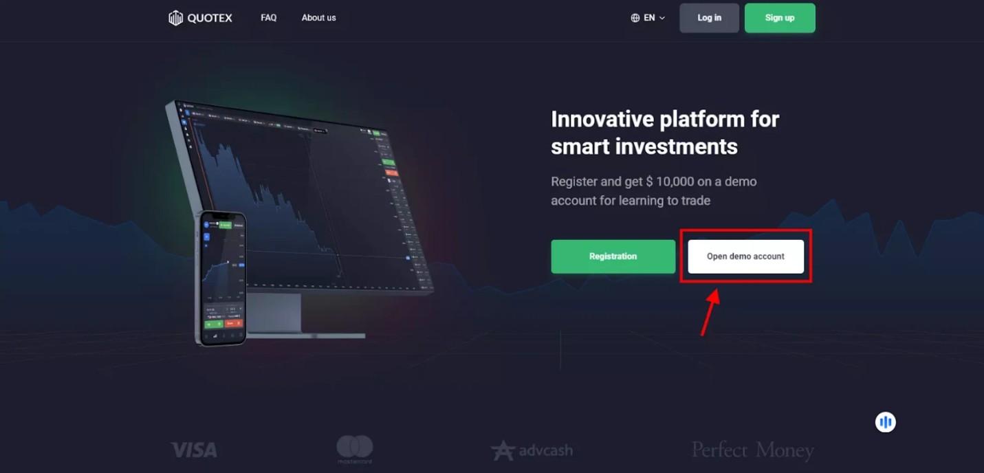 Página de inicio de QUOTEX