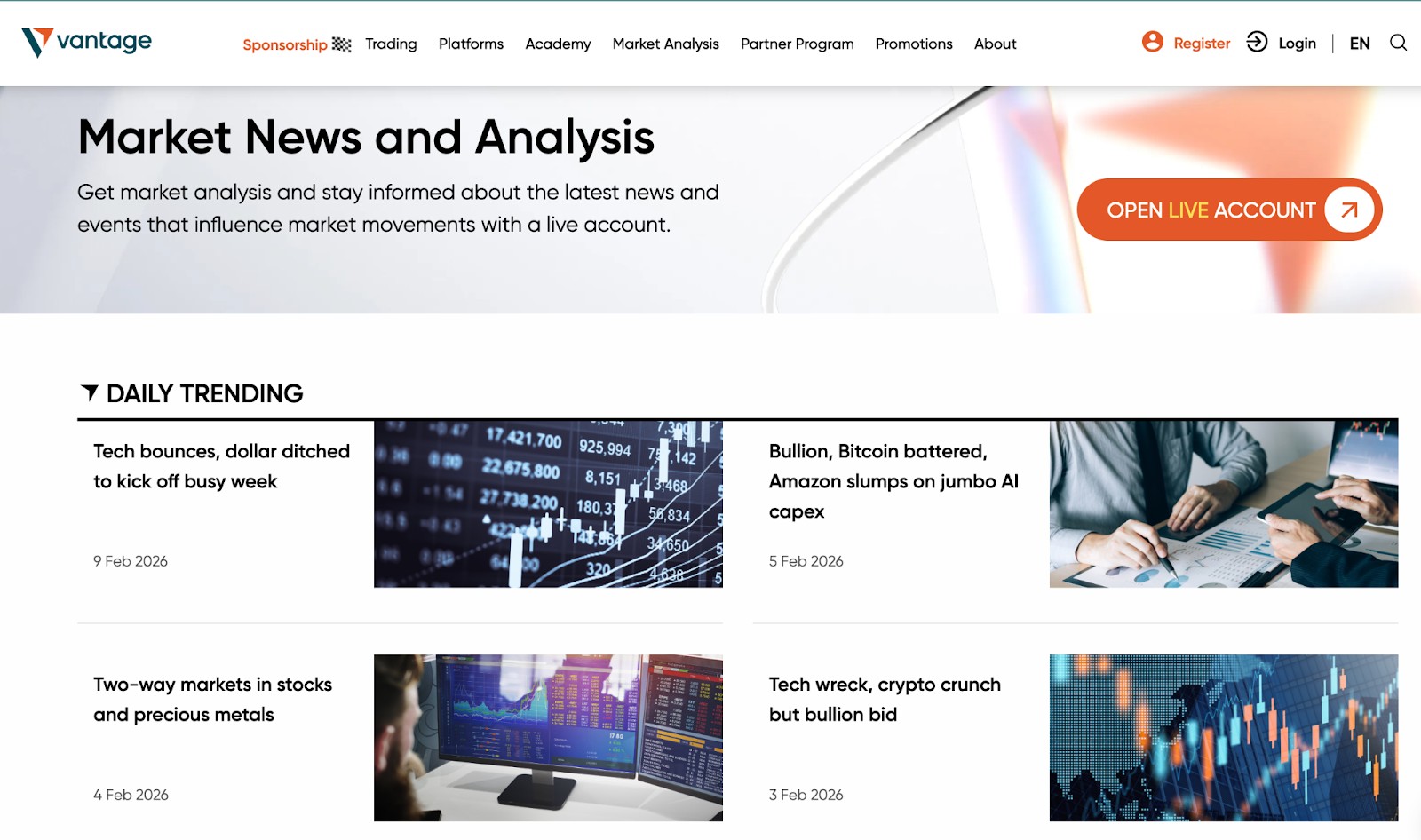 Marktnachrichten und Analysen auf der Vantage Academy