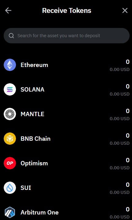 Choosing a cryptocurrency network in Bybit Wallet